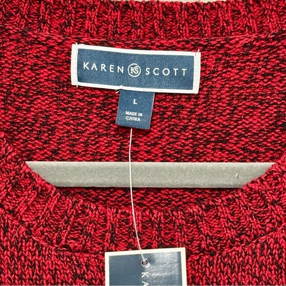 NWT! Karen Scott Red Snowman Christmas Holiday Sweater Sz L - Picture 4 of 6